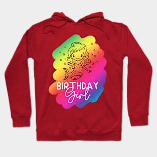 Cute Birthday Girl Rainbow Little Mermaid Hoodie